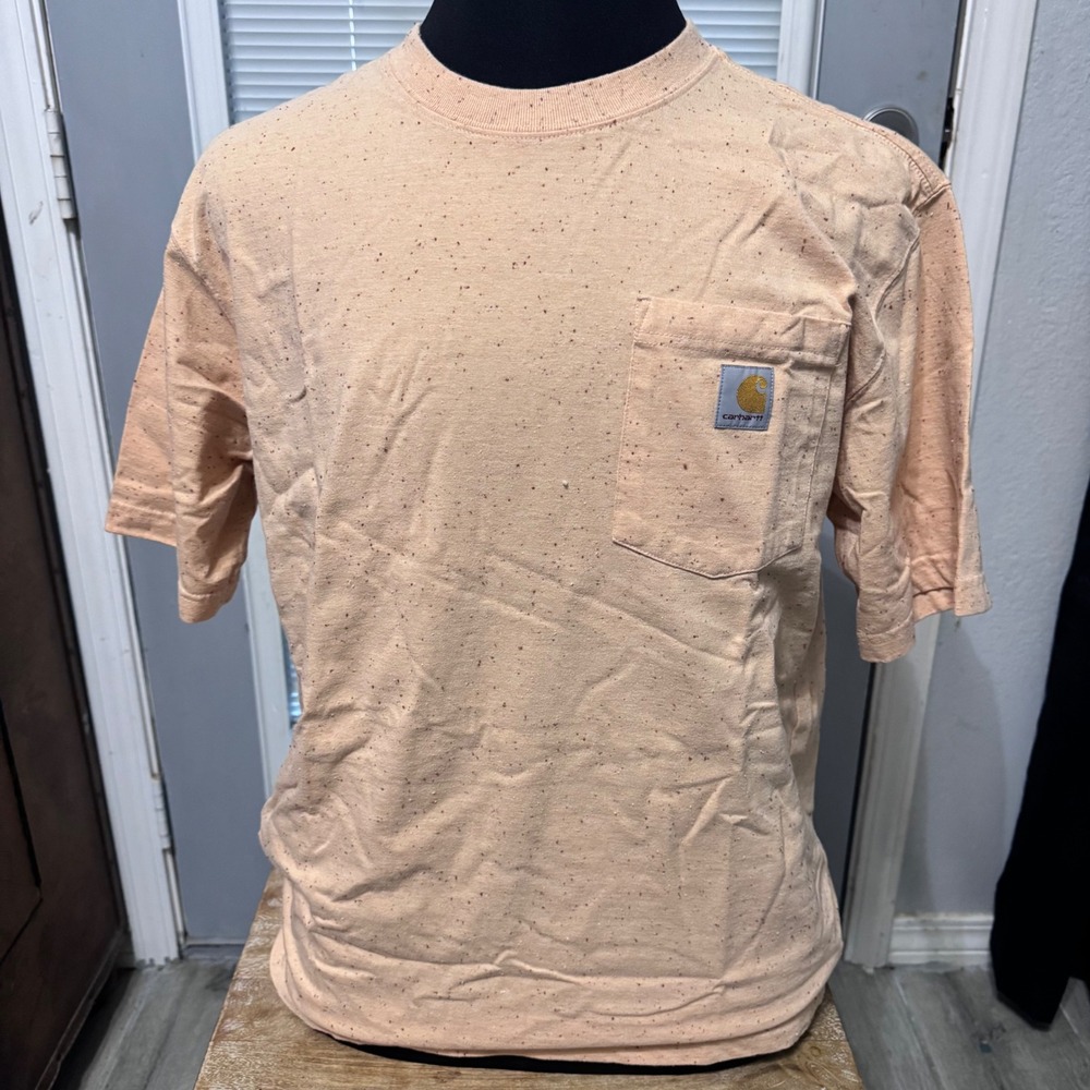 Carhartt Pocket T-Shirt Mens Medium Peach Speckled Loose Fit Short Sleeve Tee